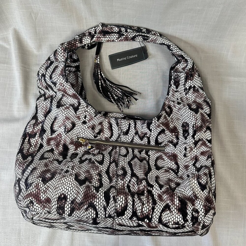 NWT Maxine Couture Mamba Hobo Zebra Print Purse